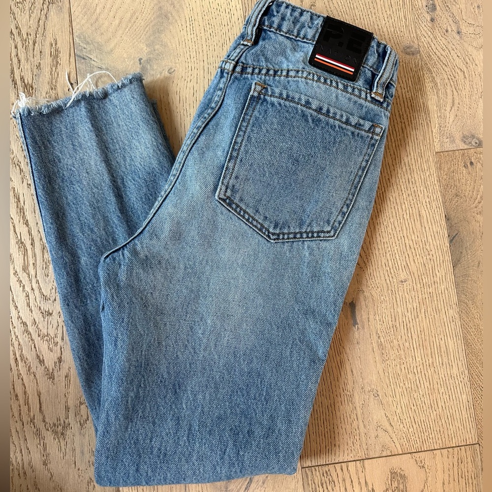 P.E Nation High Rise Cropped Raw Edge Slim Fit Jeans w/ Star Detail Size 26 - Picture 6 of 9